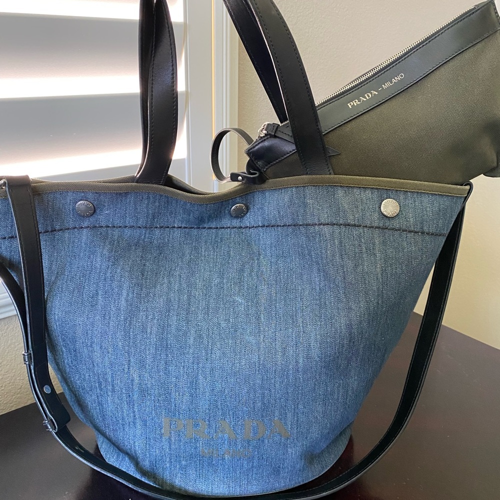 Prada large denim Tote